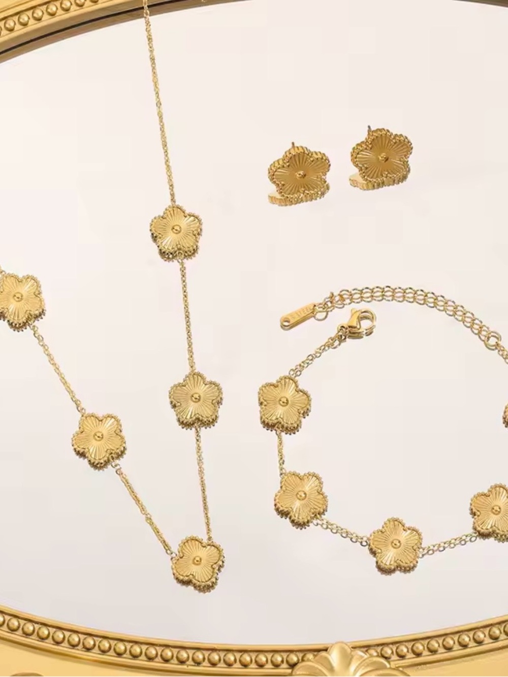 Stainless Steel Gold 4-Piece Jewelry Set